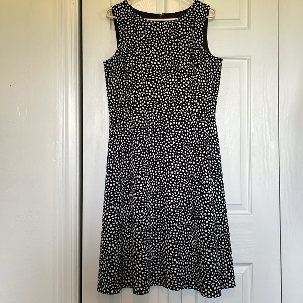 Women’s Talbots sz 12 midi dress  Black/White Dot Dress sleeveless lined